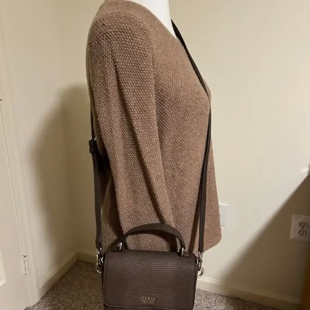 New Guess Brown Textured Crossbody Bag Handbag